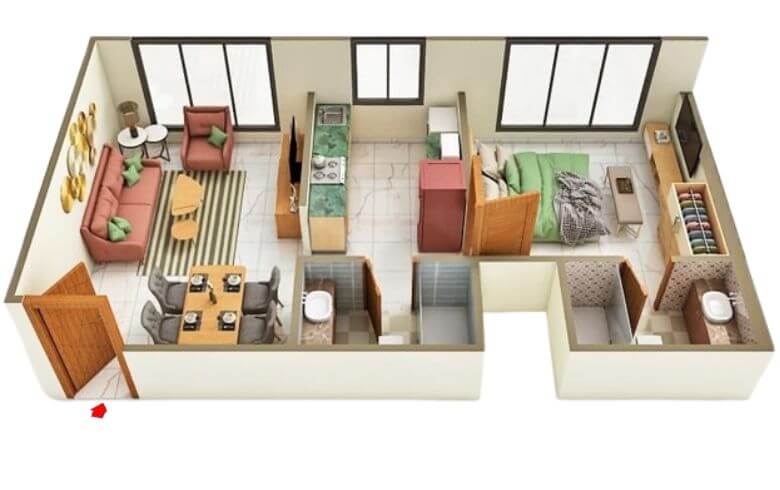 1BHK 3D Floor RR