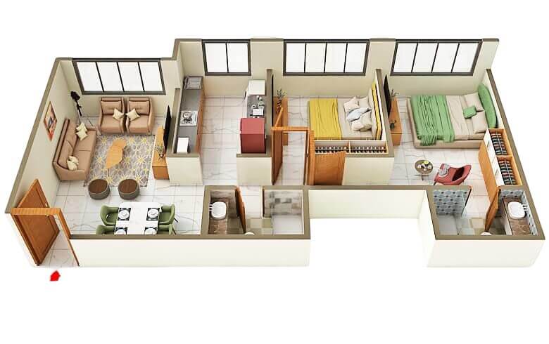 2BHK 3D Floor RR